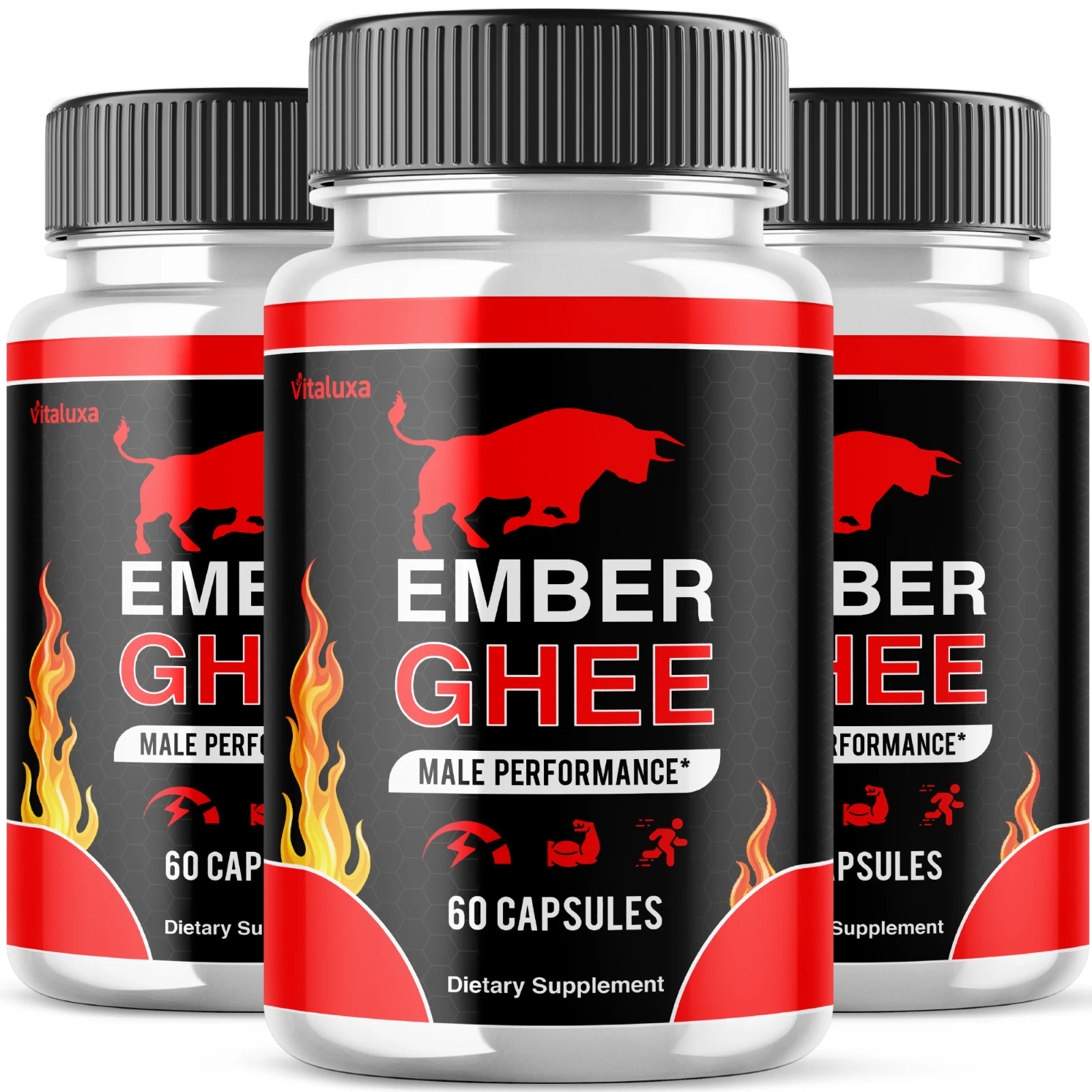 (3 Pack) Ember Ghee Male Support for Maximum Strength Supplement (180 Capsules)