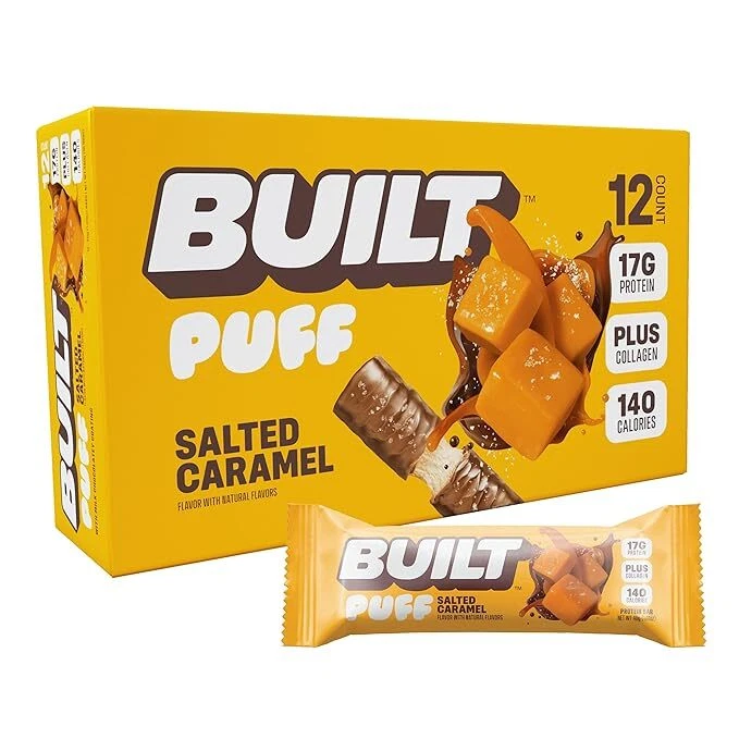Built Bar, Puff Protein Bars, Salted Caramel Puff, 17g Protein Snacks New