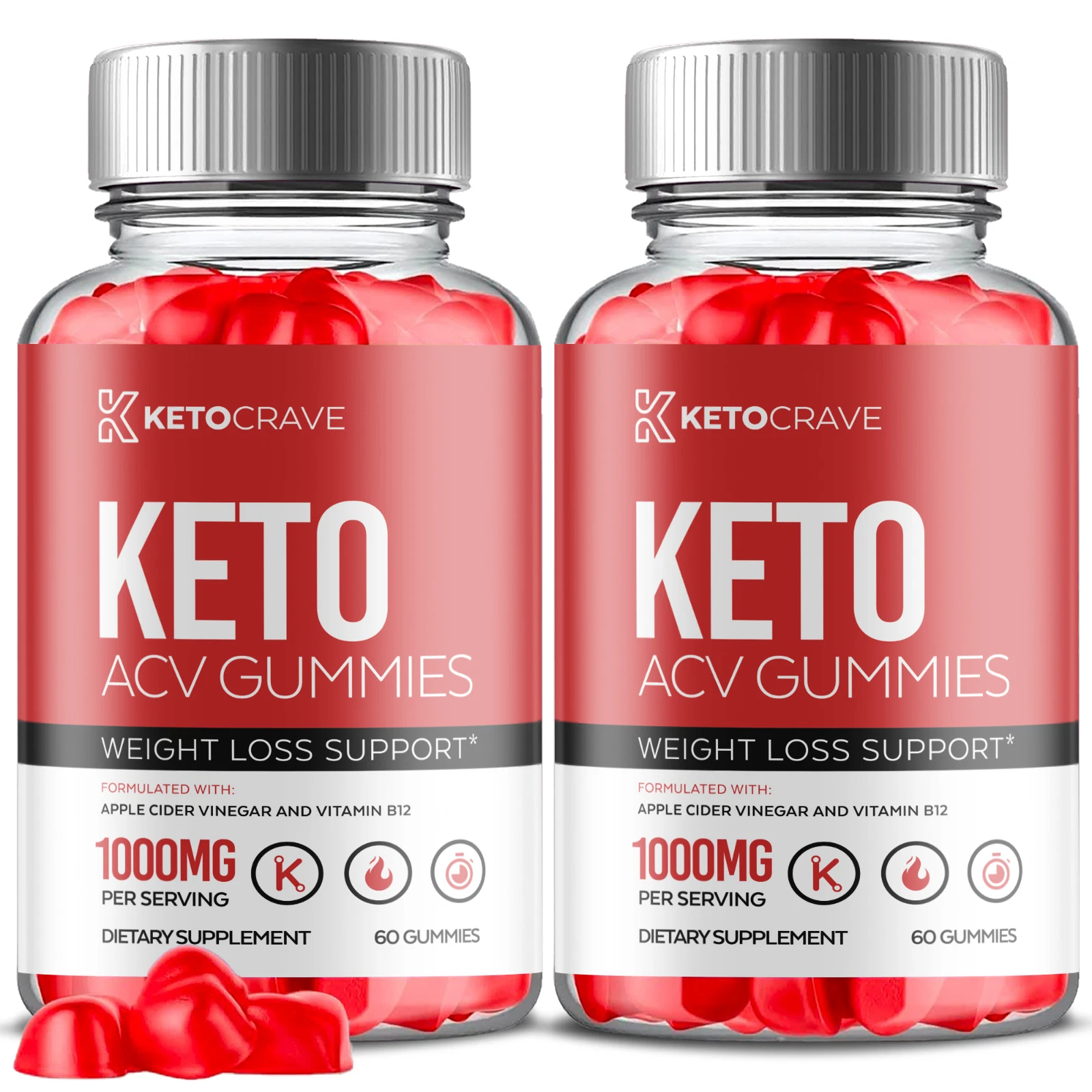 (2 Pack) Keto Crave, Ketocrave ACV Gummies Weight Loss Fat Burning (120 Gummies)