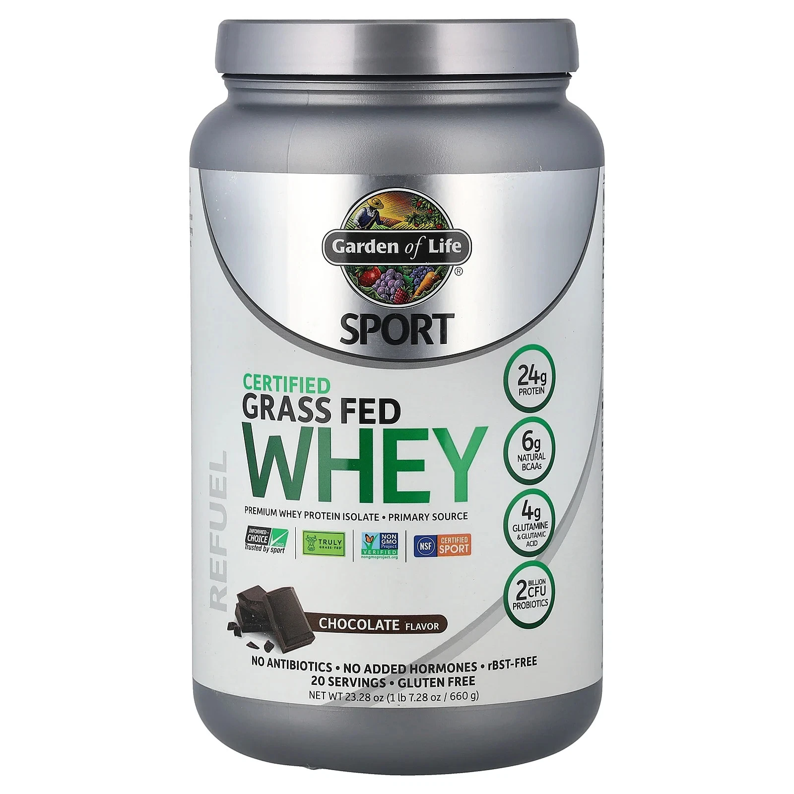 Sport, Certified Grass Fed Whey, Chocolate, 1 lb 7.28 oz (660 g)