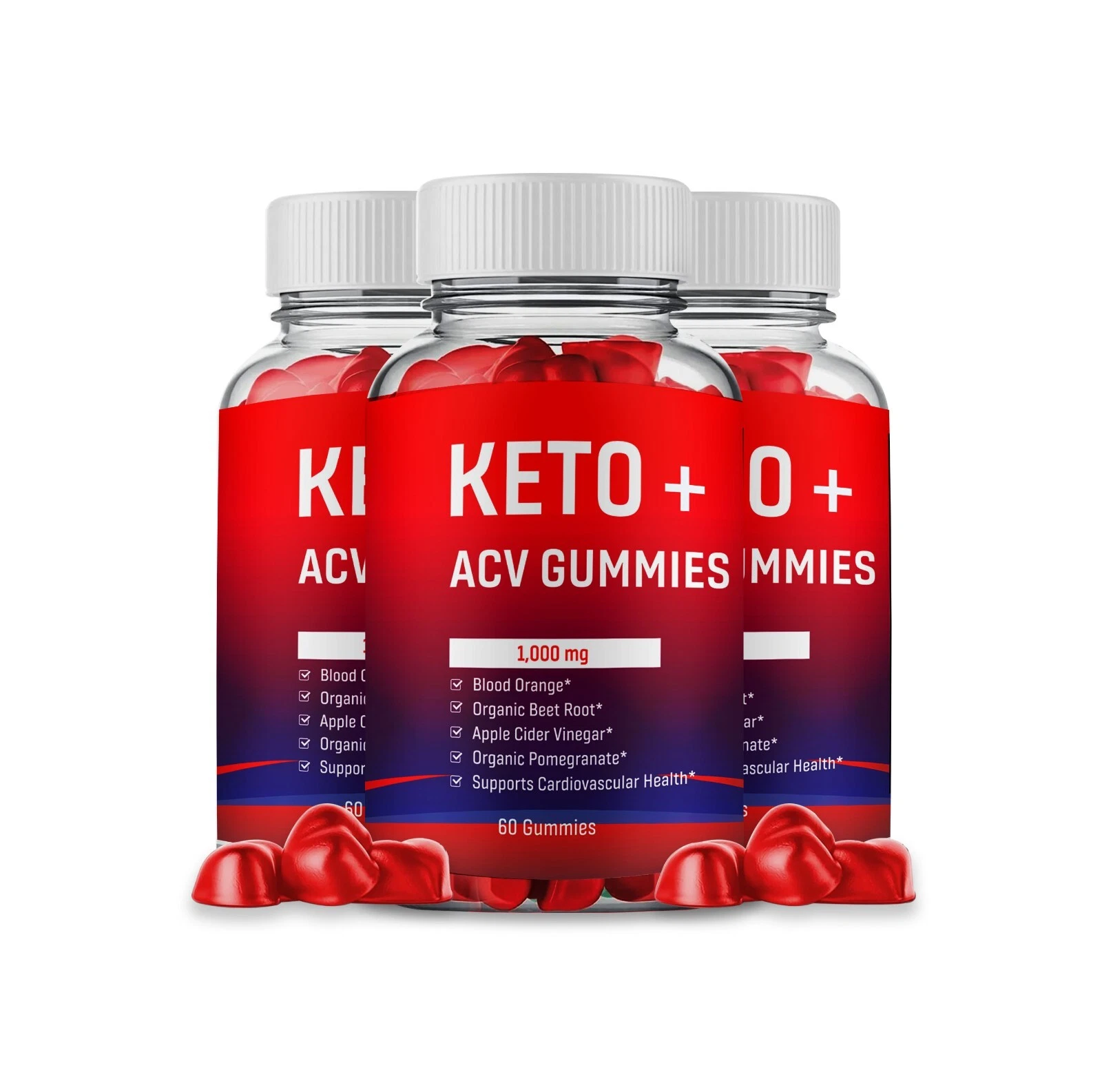 3 Keto Slimming Gummies Apple Cider Vinegar ACV Weight Loss 60 Gummy USA 1,000mg