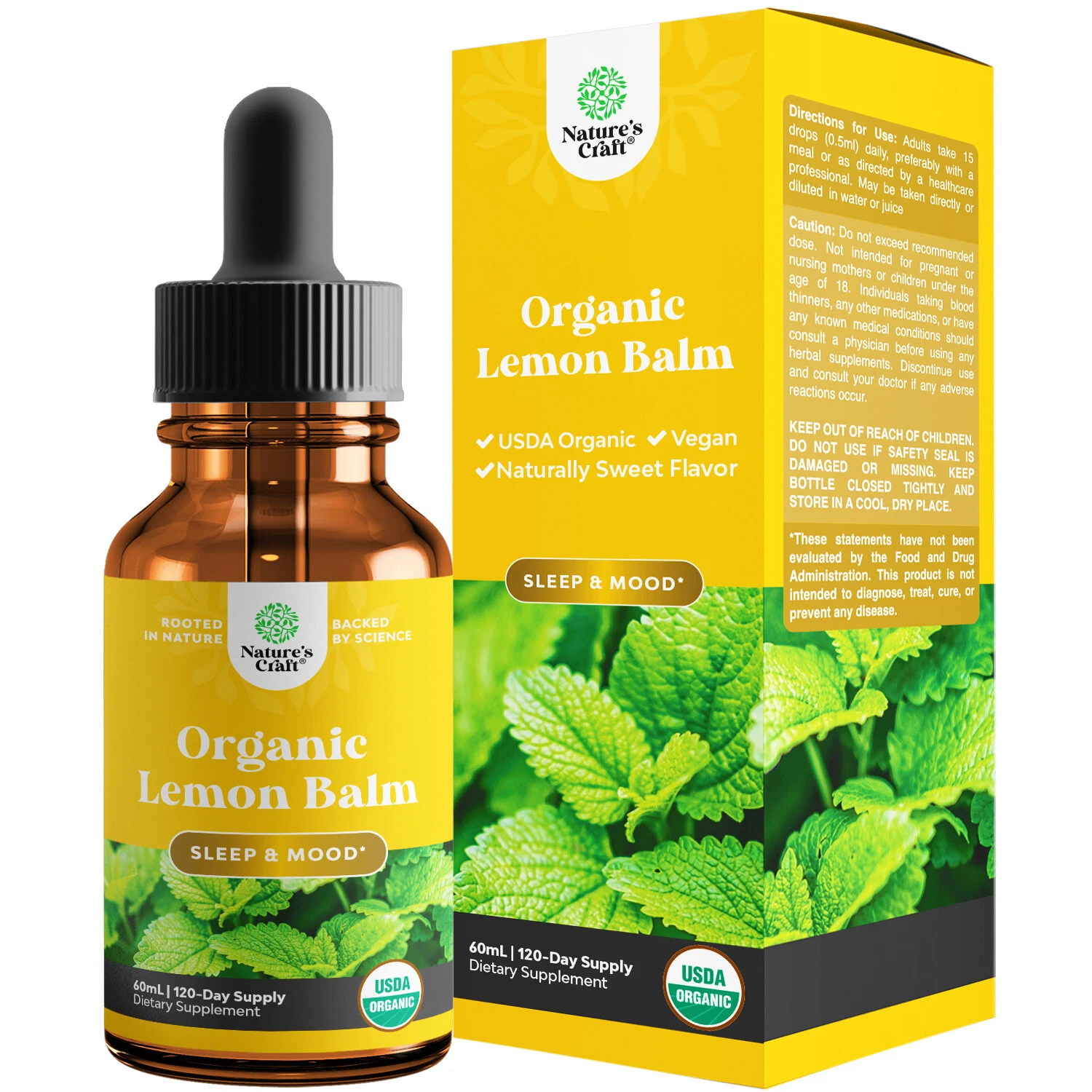 Organic Lemon Balm Leaf Liquid Extract for Immune Support 60mL