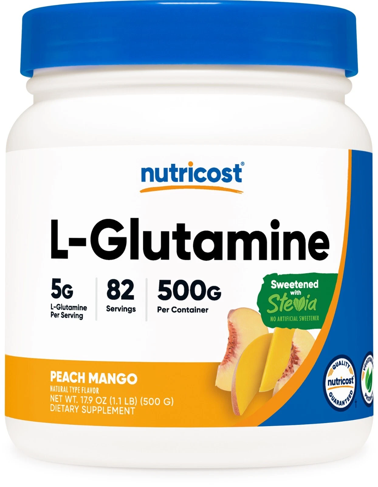Nutricost Peach Mango L-Glutamine Powder Sweetened with Stevia (500 Grams)