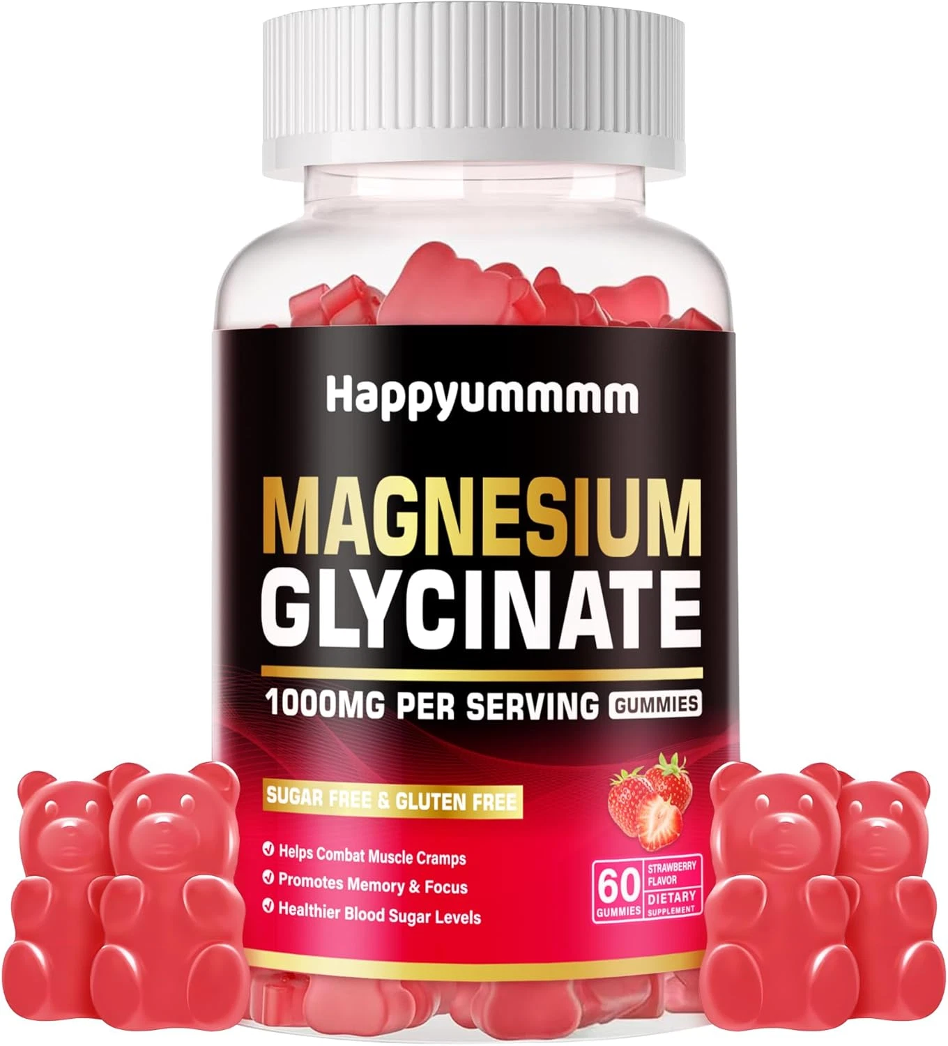 Magnesium Glycinate Gummies 1000Mg - Sugar Free Magnesium Potassium Supplemen...