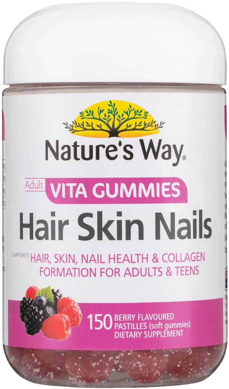 Hair Skin Nails 150 Adult Vita Gummies x 3 Pack Nature's Way