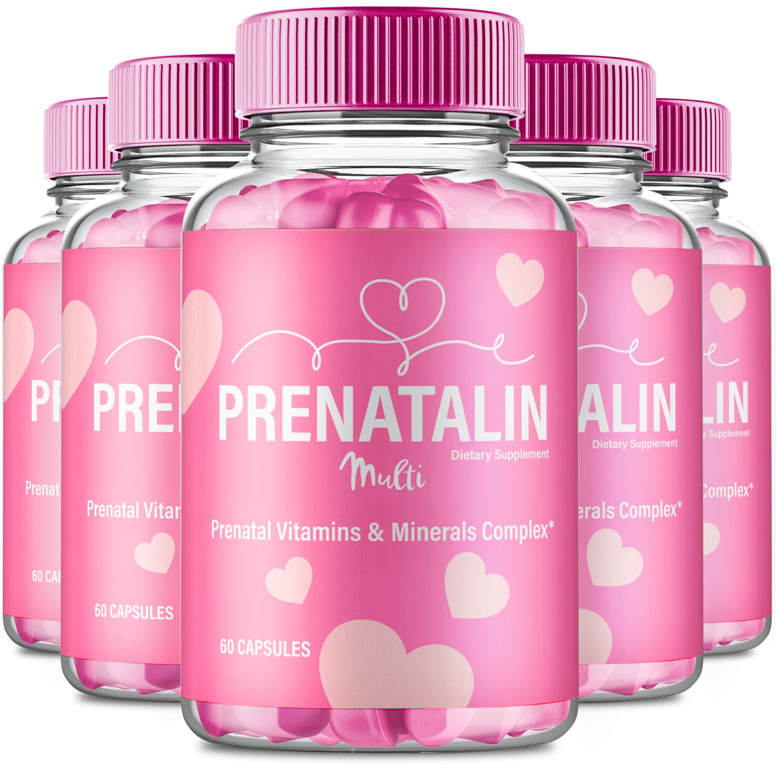 (5 Pack) Prenatalin Health Gummies, Support Multivitamin & Omega 3 Complex Gummy