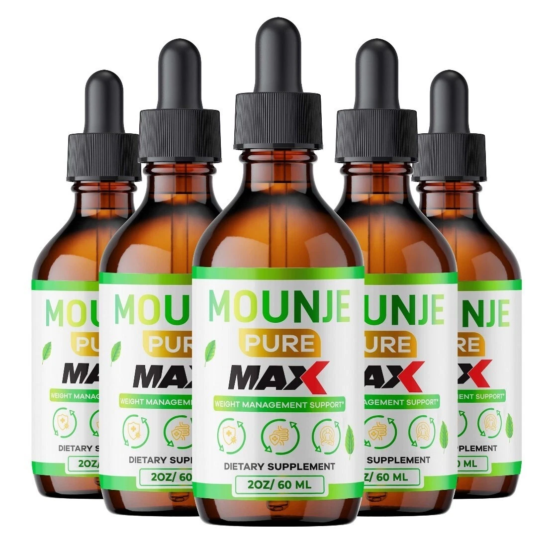 (5 Pack) Mounje Pure MAX Weight Loss Drops, MounjePure Metabolism Booster Drops