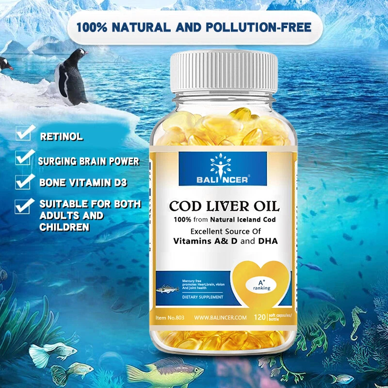 Cod Liver Oil Helps Maintain Heart Brain Vision And Bone Health 120 Capsules