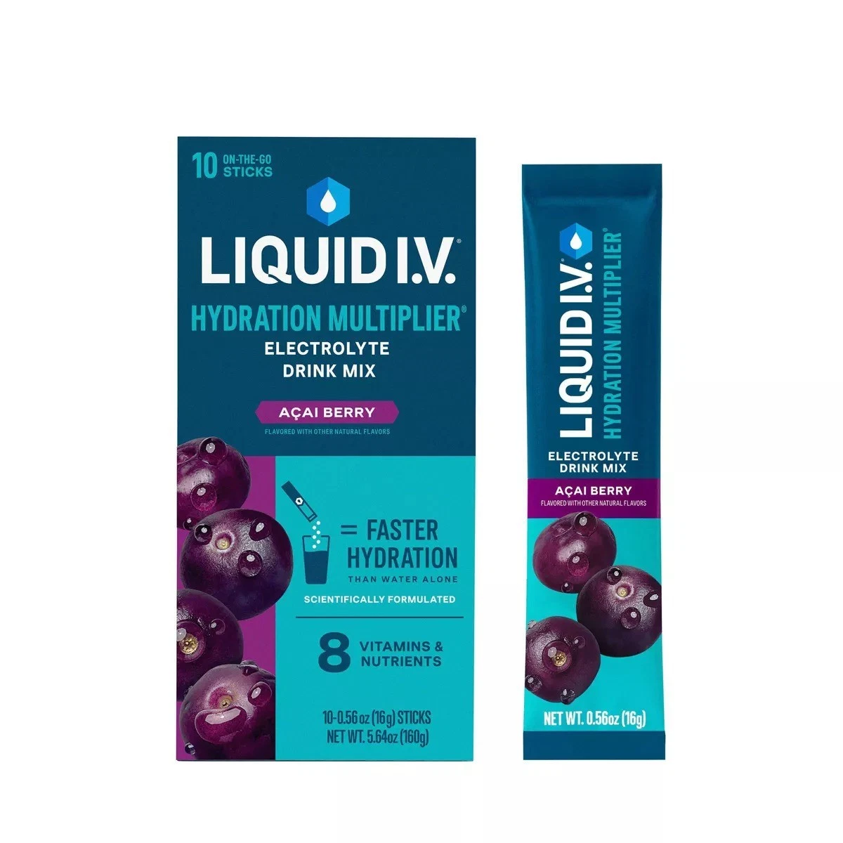 Liquid I.V. Hydration Multiplier Vegan Powder Electrolyte Supplements-Acai Berry