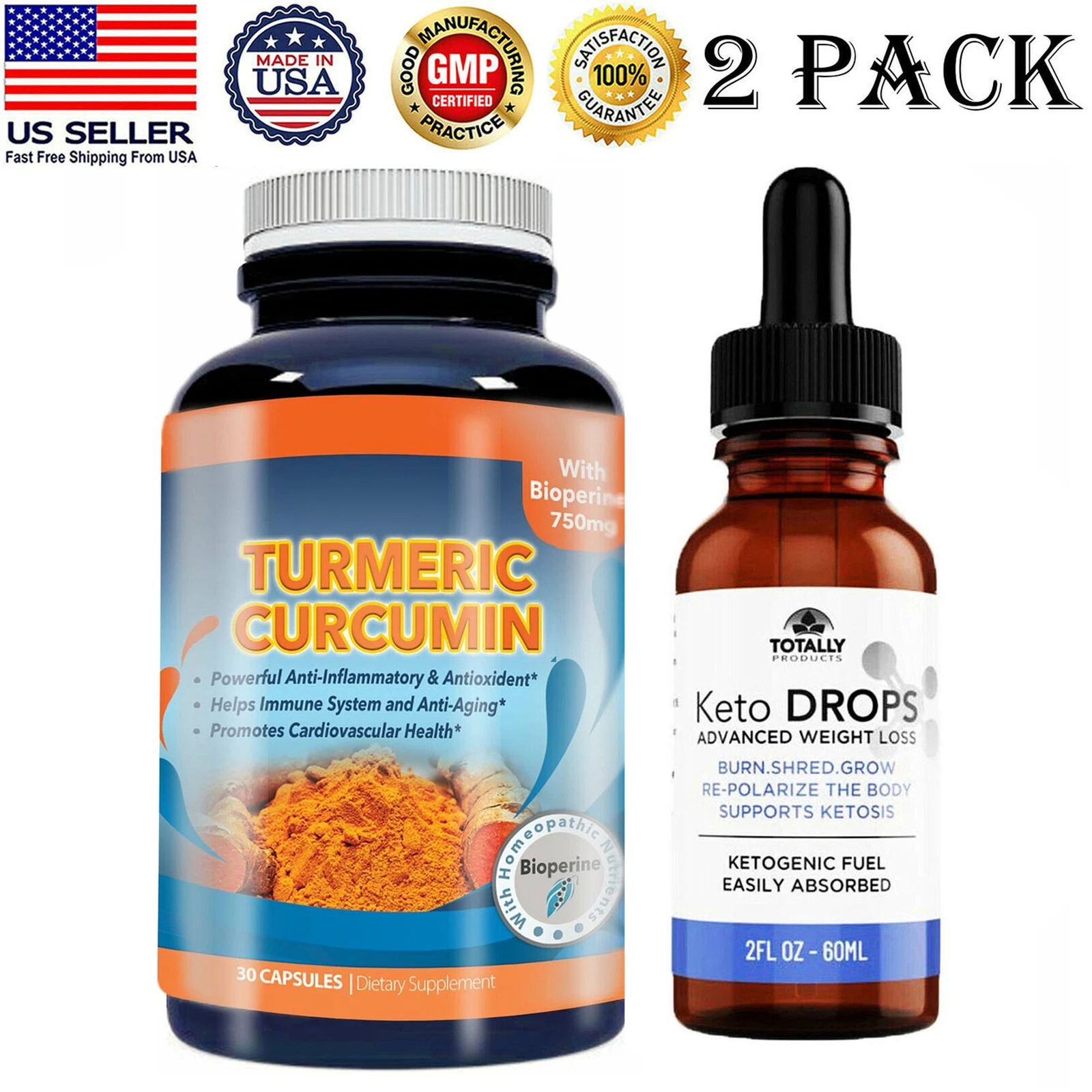 Turmeric Curcumin Immune Health Supplements Keto Diet Liquid Weight Loss Drops