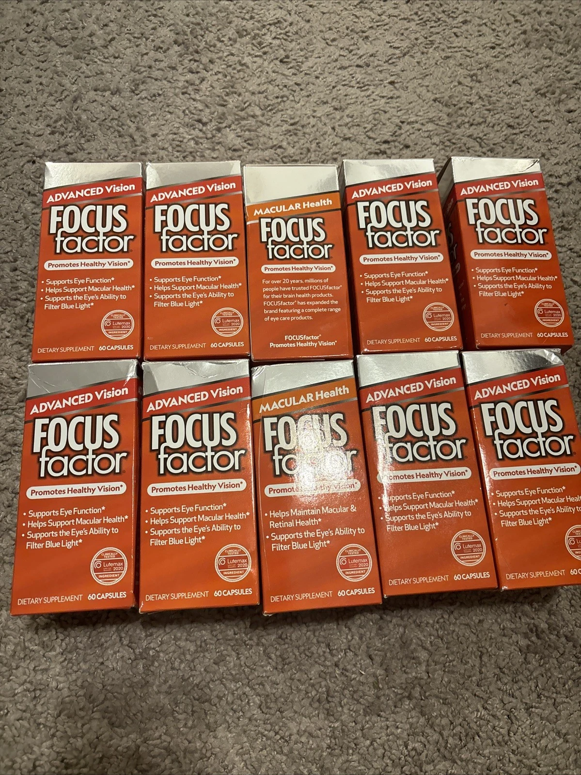 10 Of Focus Factor Advanced Vision 60 Capsules Healthy Vision Expiration: 05/25