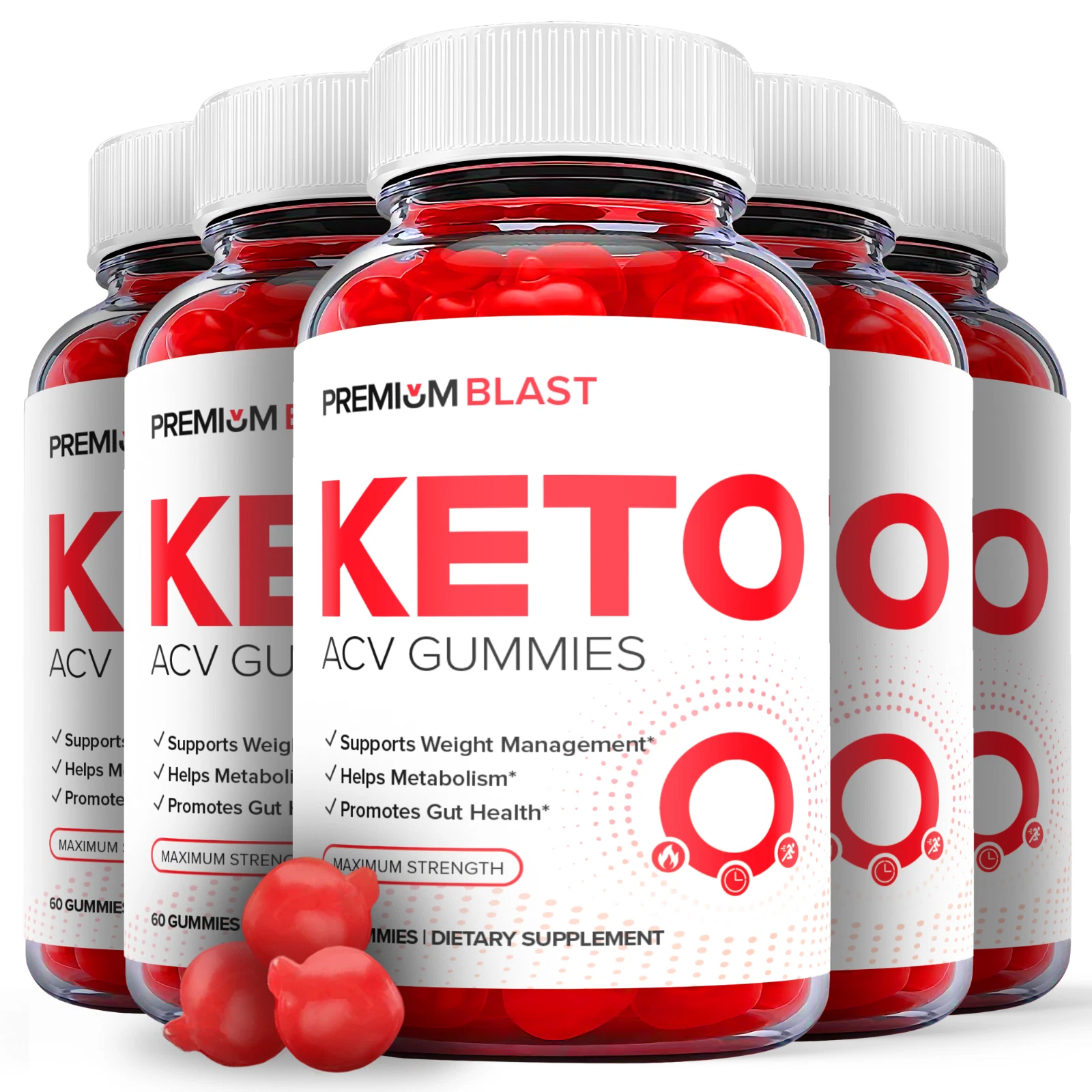 5 Pack - Premium Blast Keto ACV Gummies - Vegan, Weight Loss Supplement-300 Gums