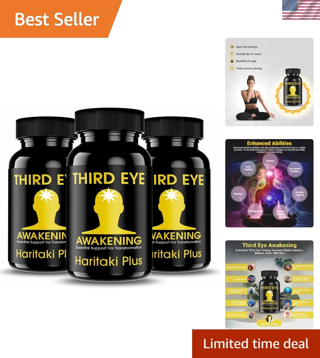 Third Eye Awakening - Organic Haritaki Capsules- -100 Capsules- 650 mg Each-T...