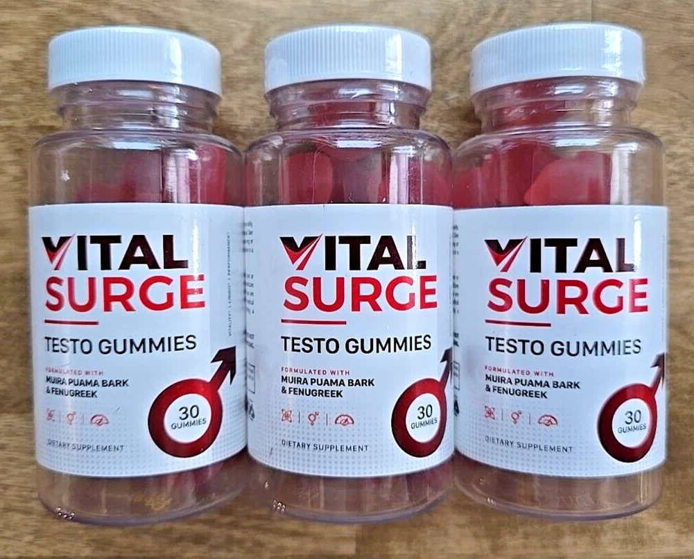 3x VITAL SURGE Testo Gummies for Male Performance 90 Total Gummies Exp 03/2026