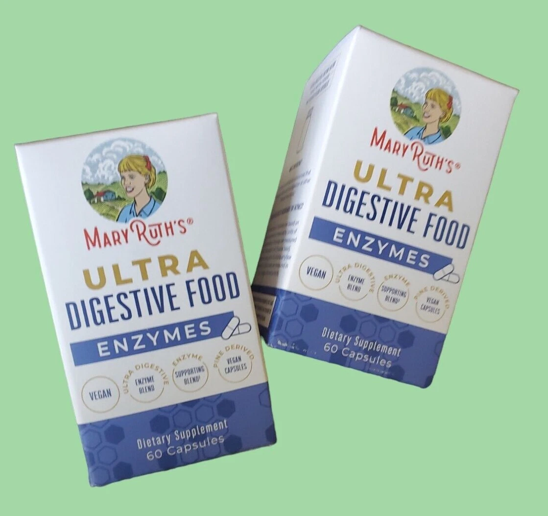 2 Pack (60 + 60 caps) MaryRuth’s Ultra Digestive Food Enzymes Mary Ruth 05/2026