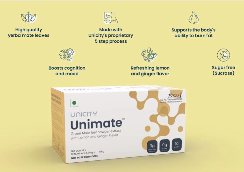 *NEW* Unicity Unimate Yerba Mate Supplement LEMON GINGER 30 Packets Free Ship WW