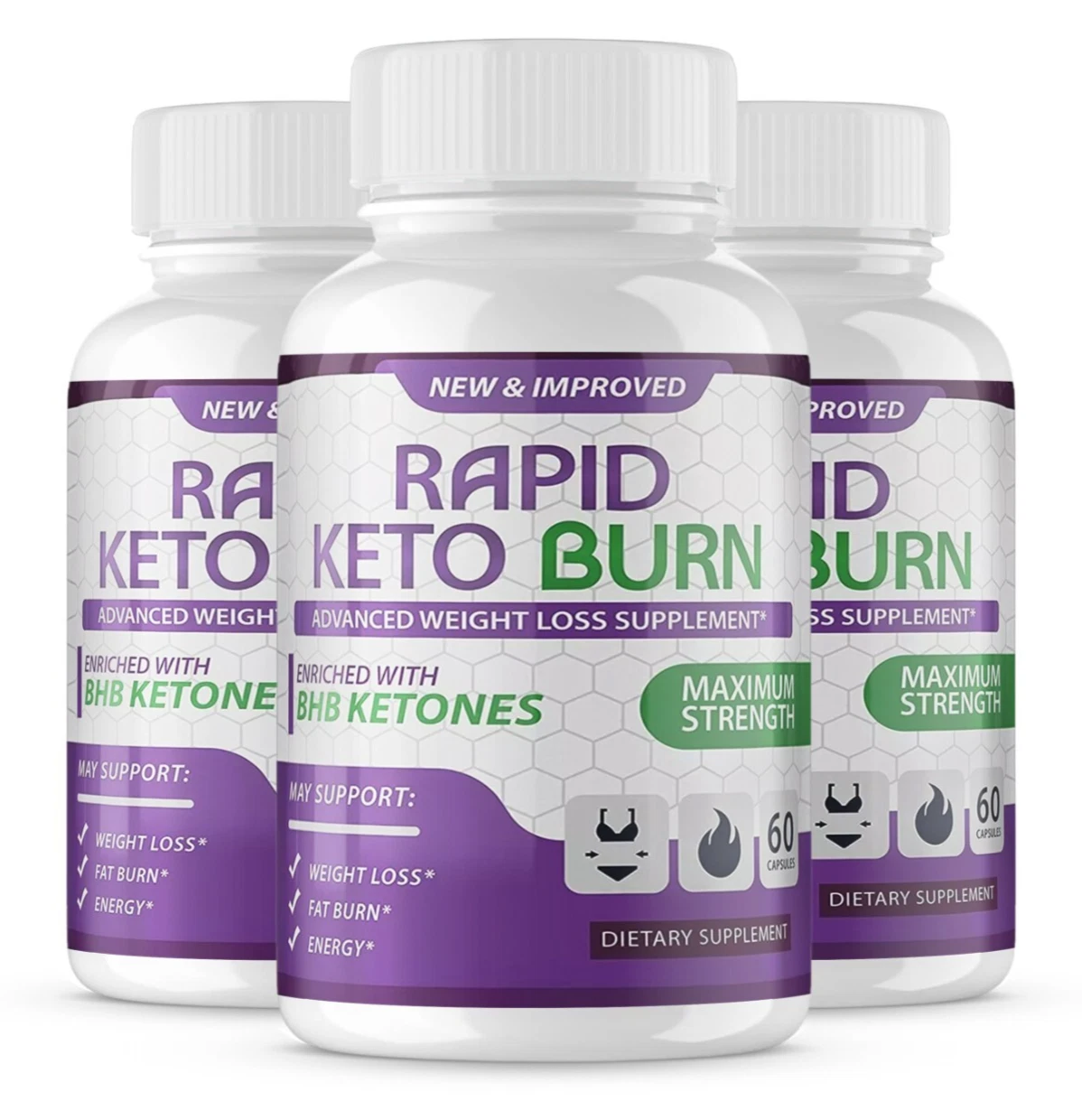 Rapid Keto Burn Dietary Supplement for Advance Weight Loss (180 Capsules) 3-Pack