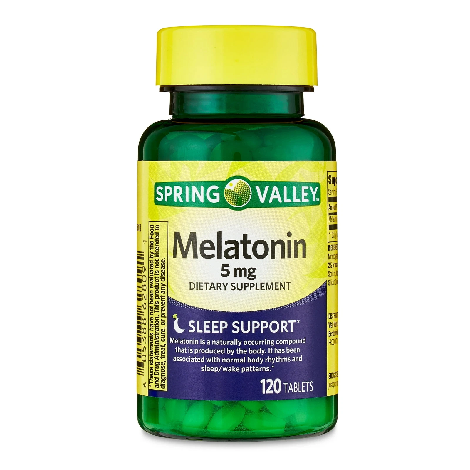 Spring Valley Fast-Dissolve Melatonin Dietary SSpring upplement, 5 Mg, 120 Count