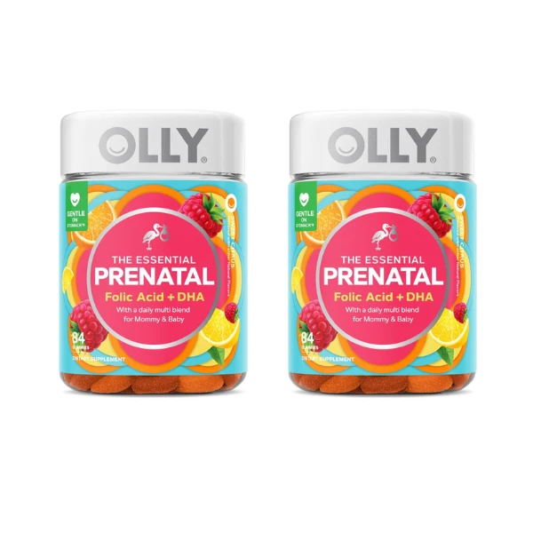 2PK OLLY Prenatal Multivitamin Gummy for Women, Folic Acid, Vitamin D, DHA, 84Ct