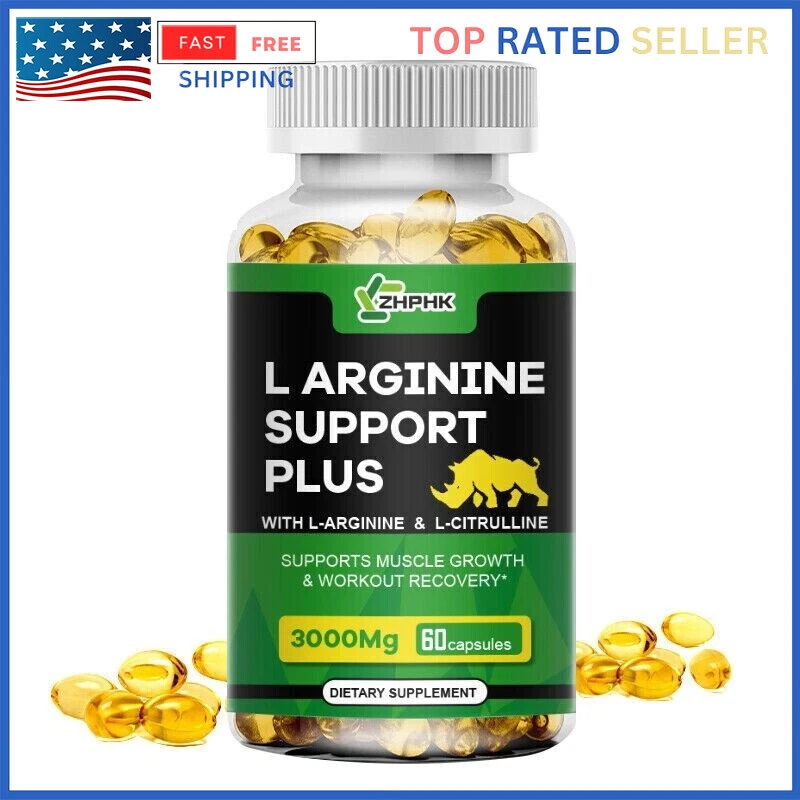 Nitric Oxide Booster Supplement - L-Arginine 3000mg - 60 Capsules - ED Support