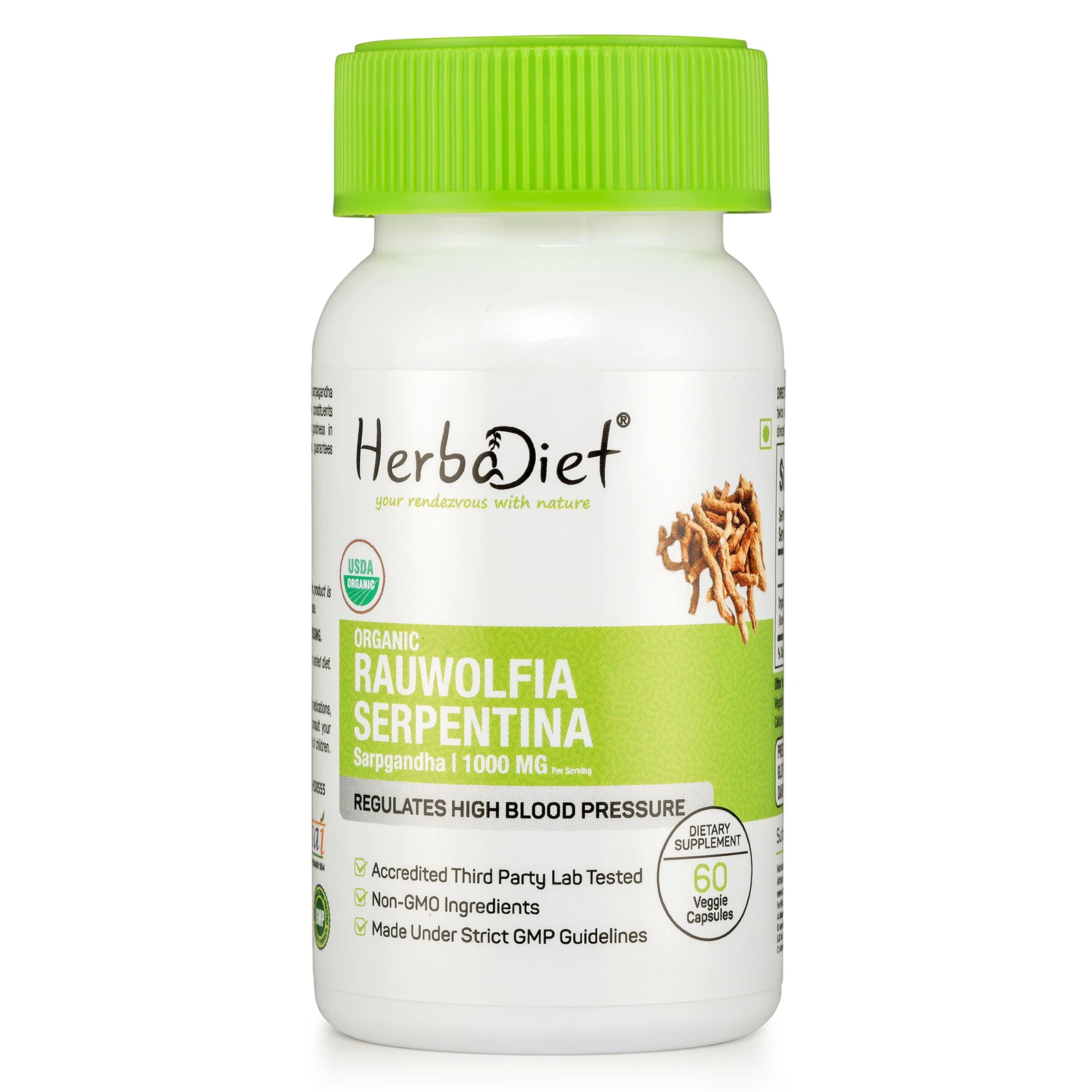 Organic Sarpgandha Root Capsules Indian Snakeroot Rauwolfia Serpentina Insomnia