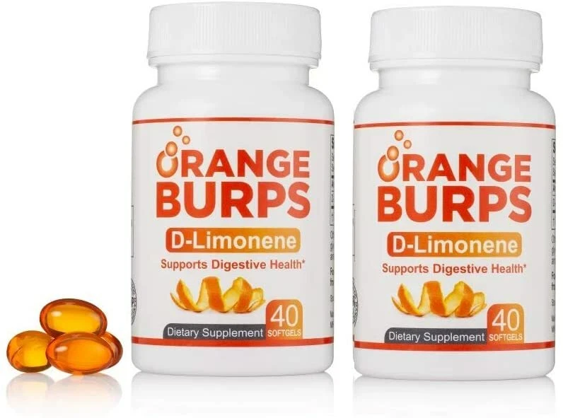 Orange Burps D-Limonene Supplement - Orange Peel Extract - 2 Packs, 80 Softgels