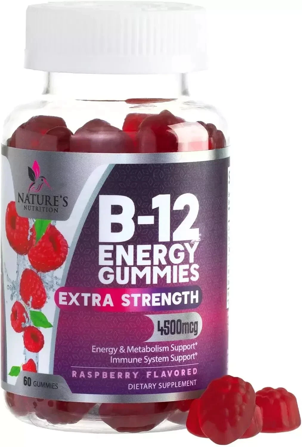 Vitamin B12 Energy Gummies - Extra Strength 4500mcg Chewable for Energy, Metabol