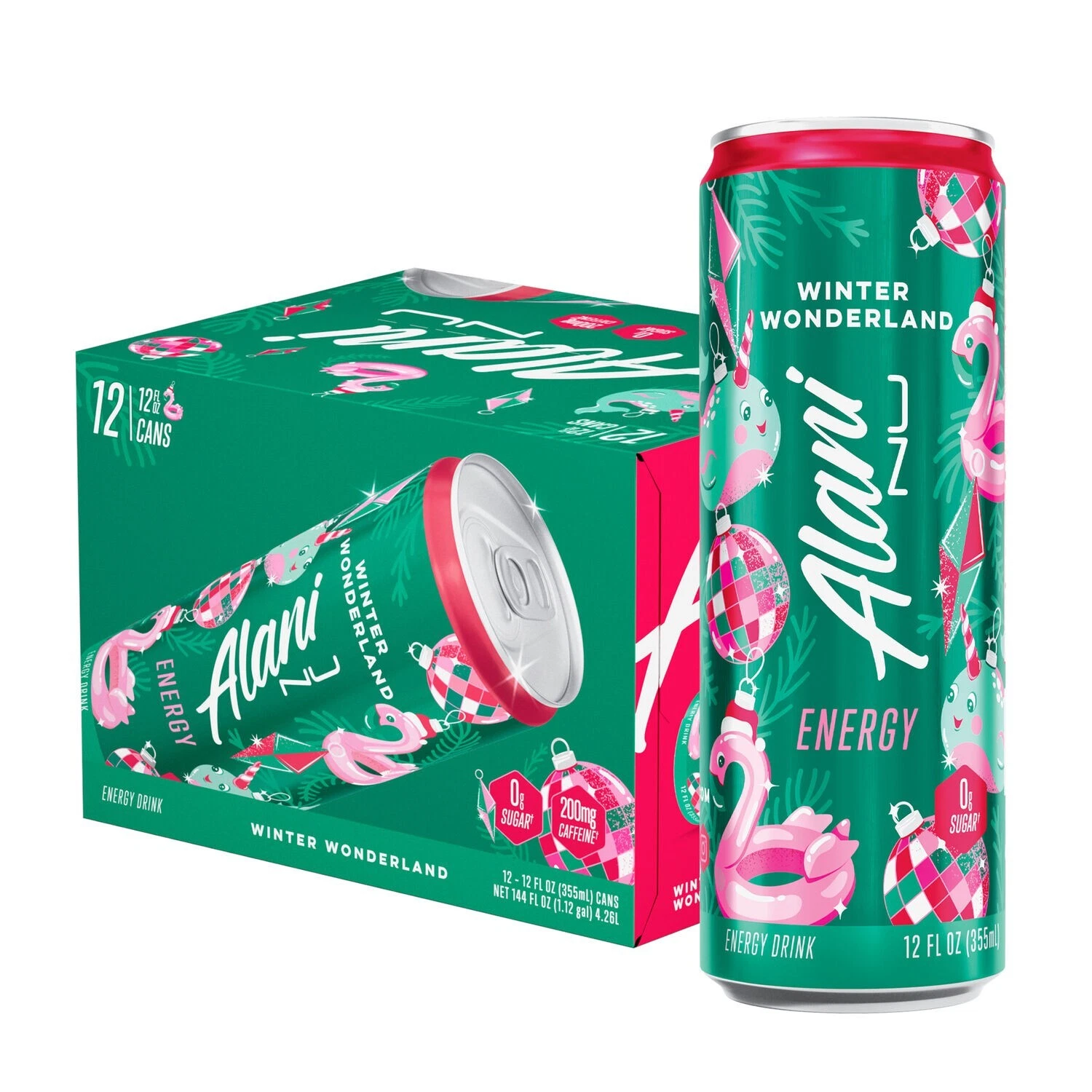 Alani Nu Winter Wonderland Energy Drink 12 Drinks 12 Fl Oz Each Cans 200mg/ Can