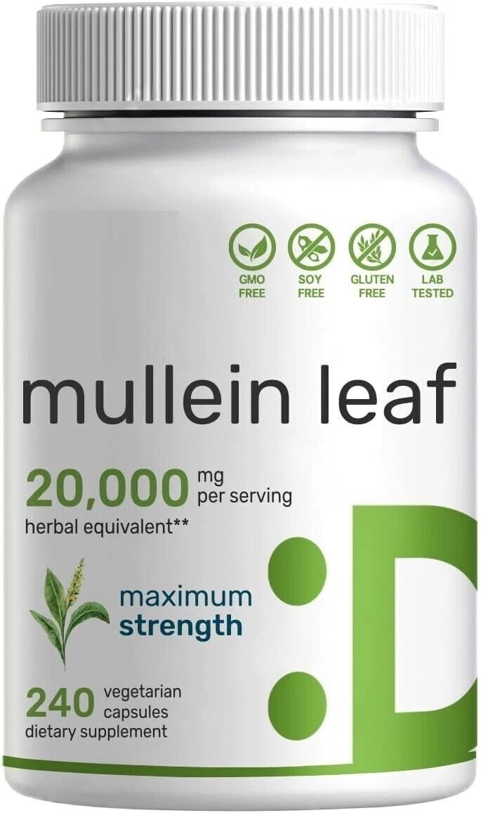 Mullein Leaf 20,000mg 240 Veggie Caps Non-GMO/Vegan