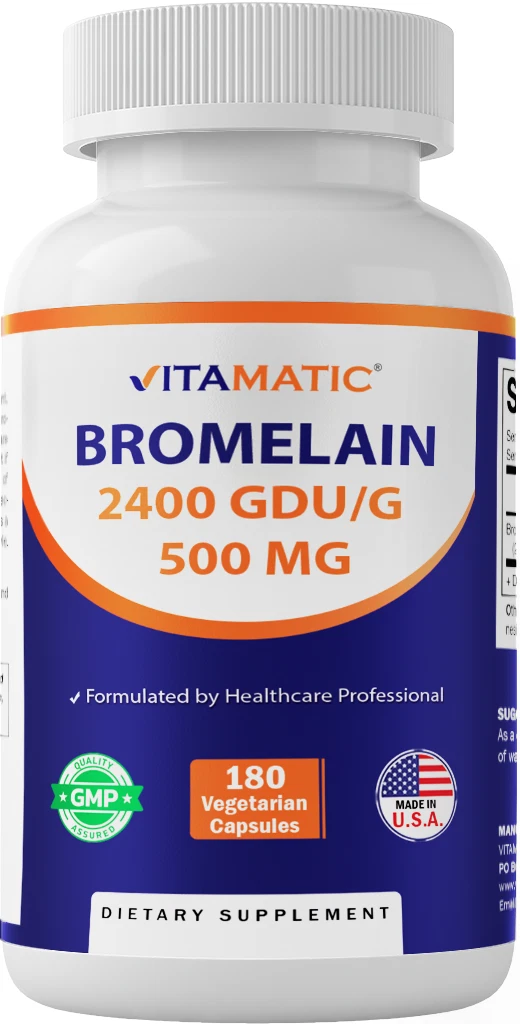 Vitamatic Bromelain Supplement 500mg, 2400 GDU/g 180 Capsules