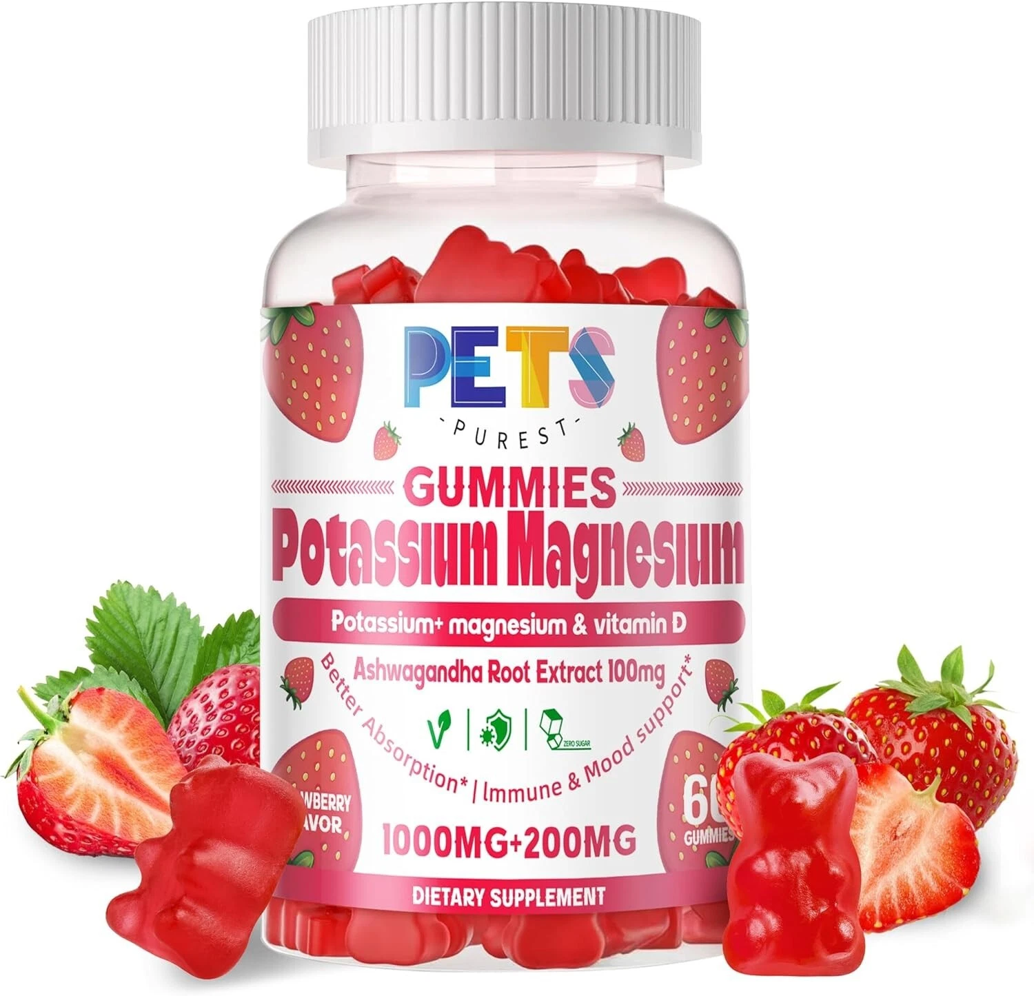 Potassium Magnesium Gummies - High Absorption Plus Omega 3, B6, D3, K2 & Calcium