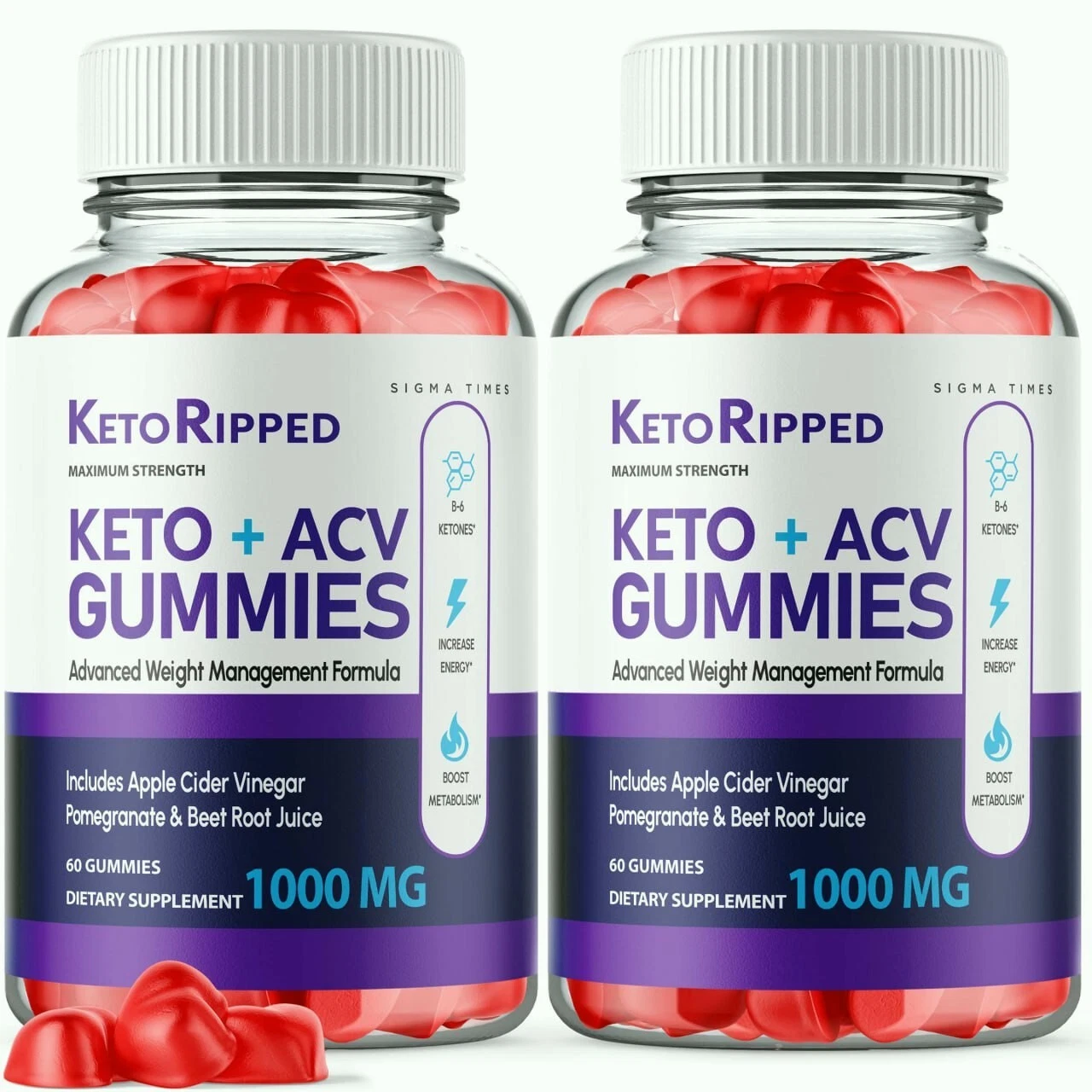 (2 Pack) Keto Ripped Keto + ACV Gummies, KetoRipped Advanced Weight Loss Formula
