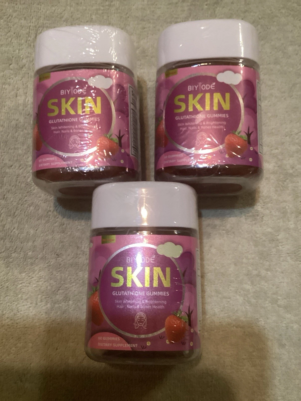 3X BIYODE Glutathione Gummies Vegan Skin Glow with Biotin L-Glutathione Exp 2027