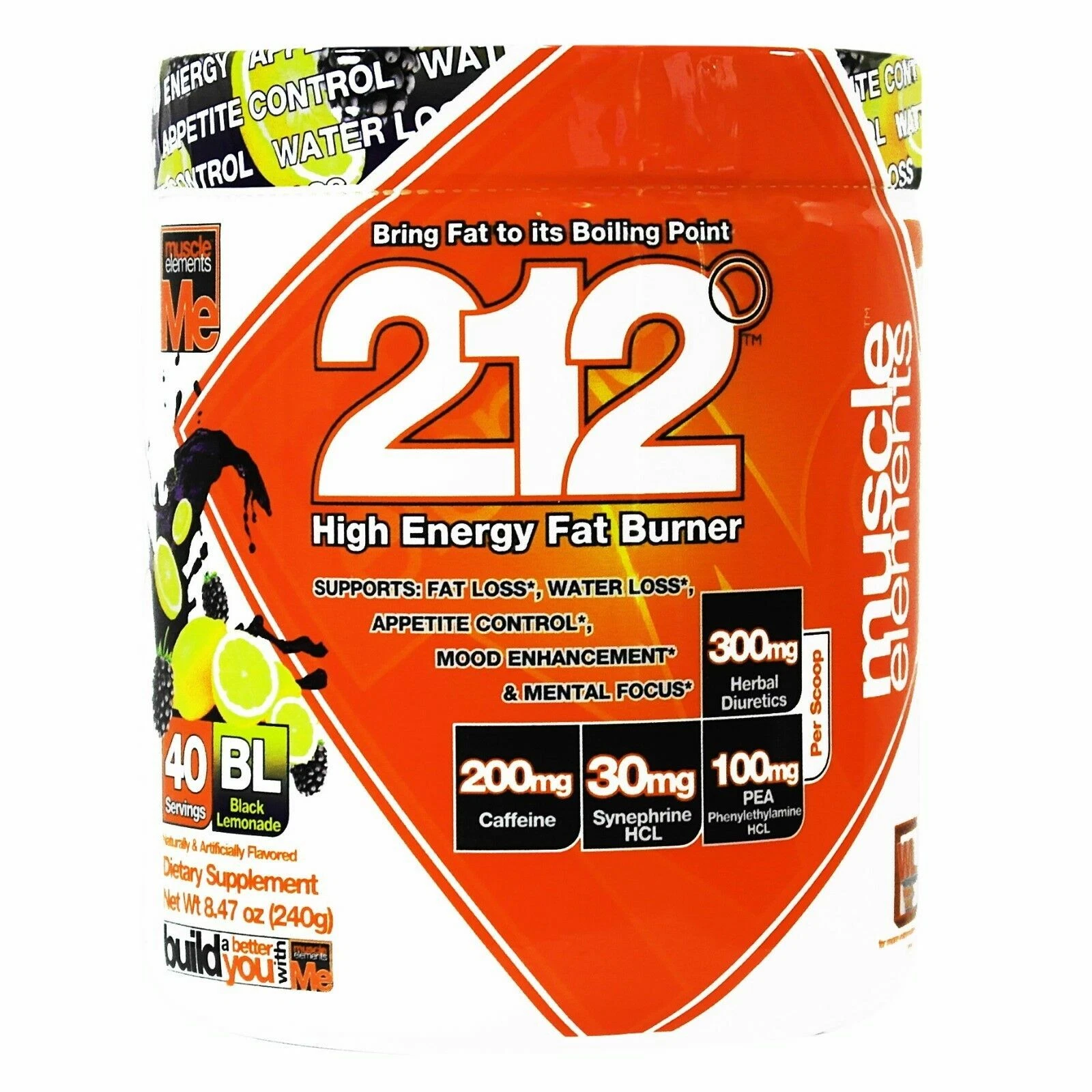 QUEMADOR DE GRASA TERMOGÉNICO Muscle Elements 212° - ENERGÍA 40 porciones - ELIGE SABOR