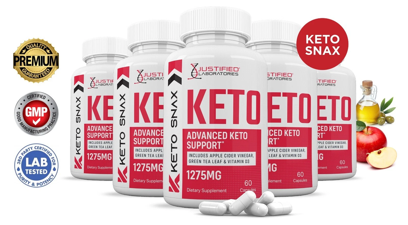 Keto Snax ACV Pills 1275 MG Stronger Than Gummies Keto Support 5 Bottle