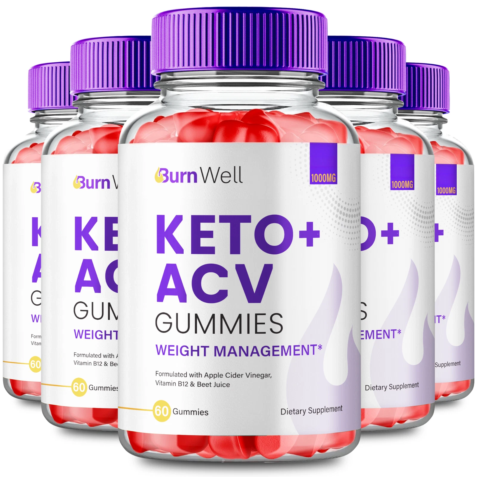 (5 Pack) BurnWell Advanced Weight Loss Gummies to Burn Fat for Energy