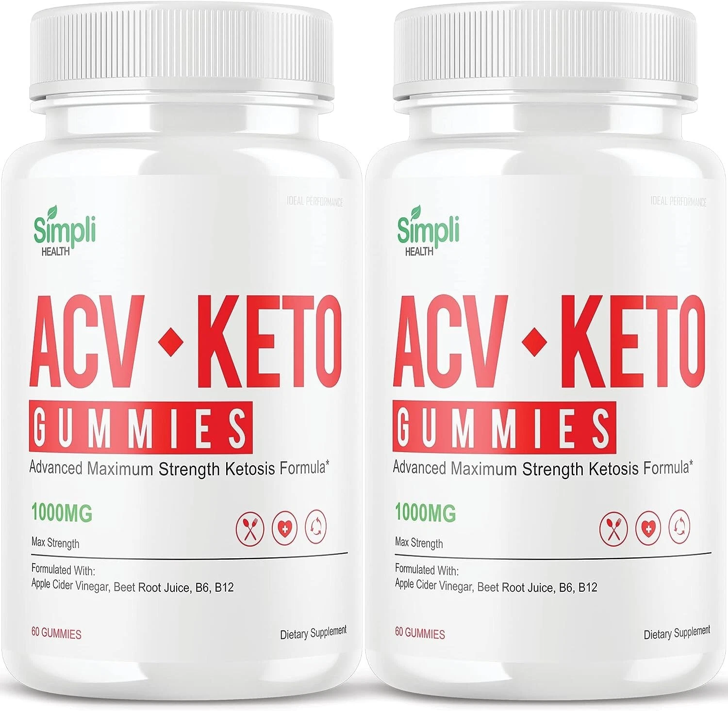 (2 Pack) Simpli Health ACV Keto Gummies, Supplement for Weight Loss, 120 Gummies