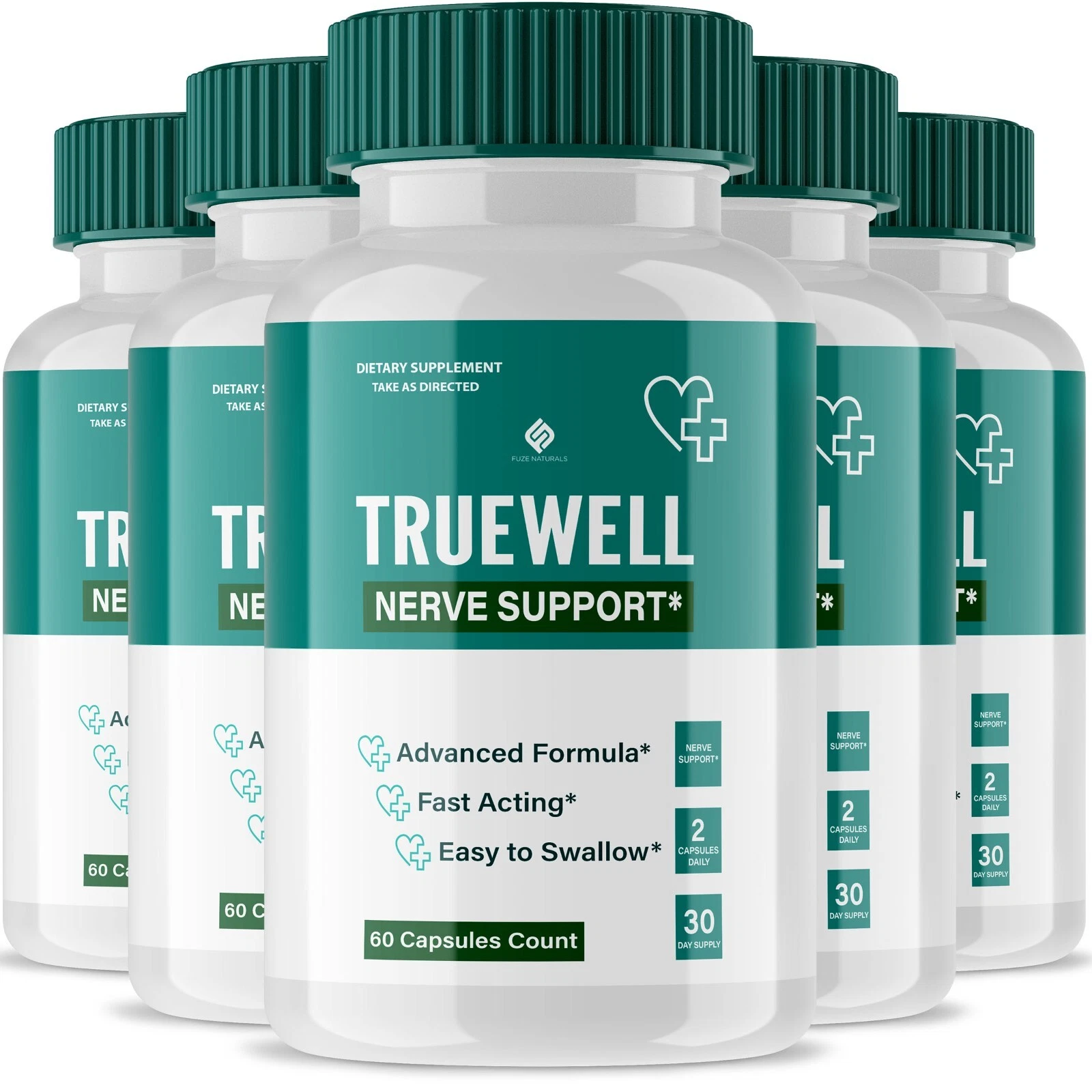 (5 Pack) Truewell Nerve Support Relief Supplement, True Well (300 Capsules)