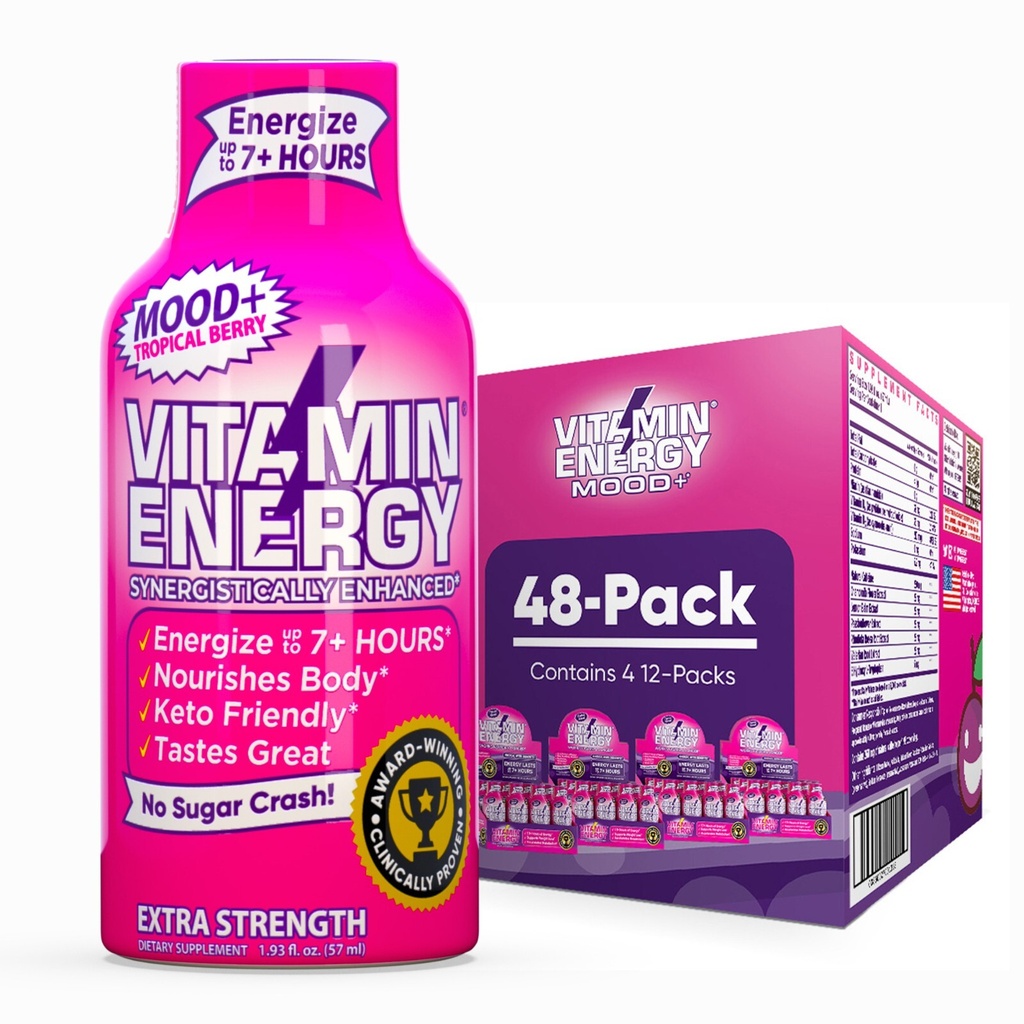 (48 Pack) Vitamin Energy® Mood+ Energy Shots, Clinically Proven