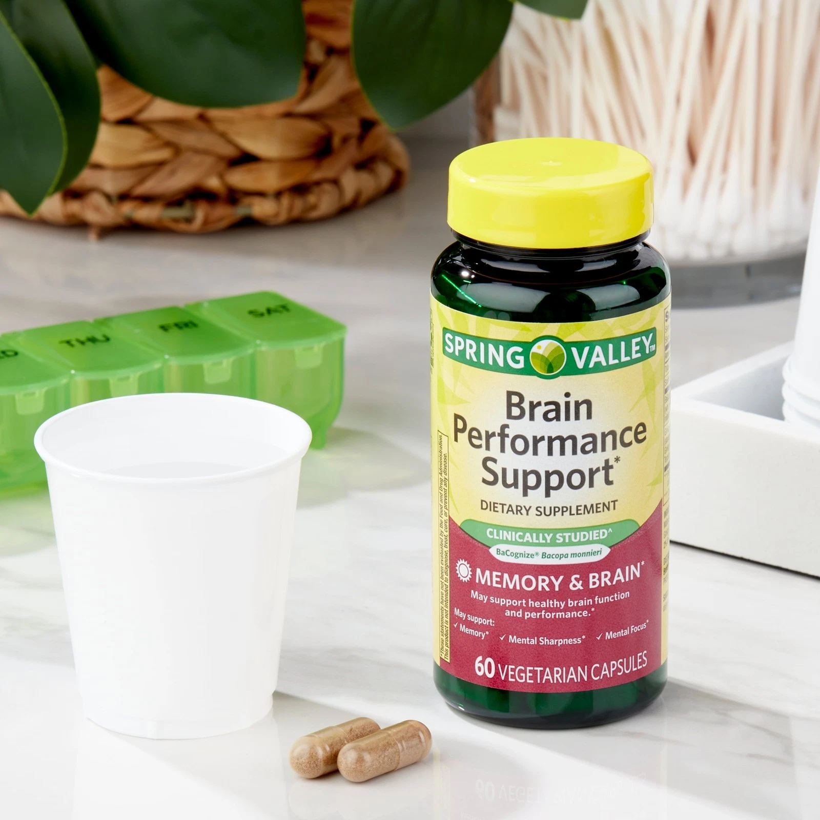 Brain Performance Memory Support Dietary Supplement Vegetarian Capsules 60 Count