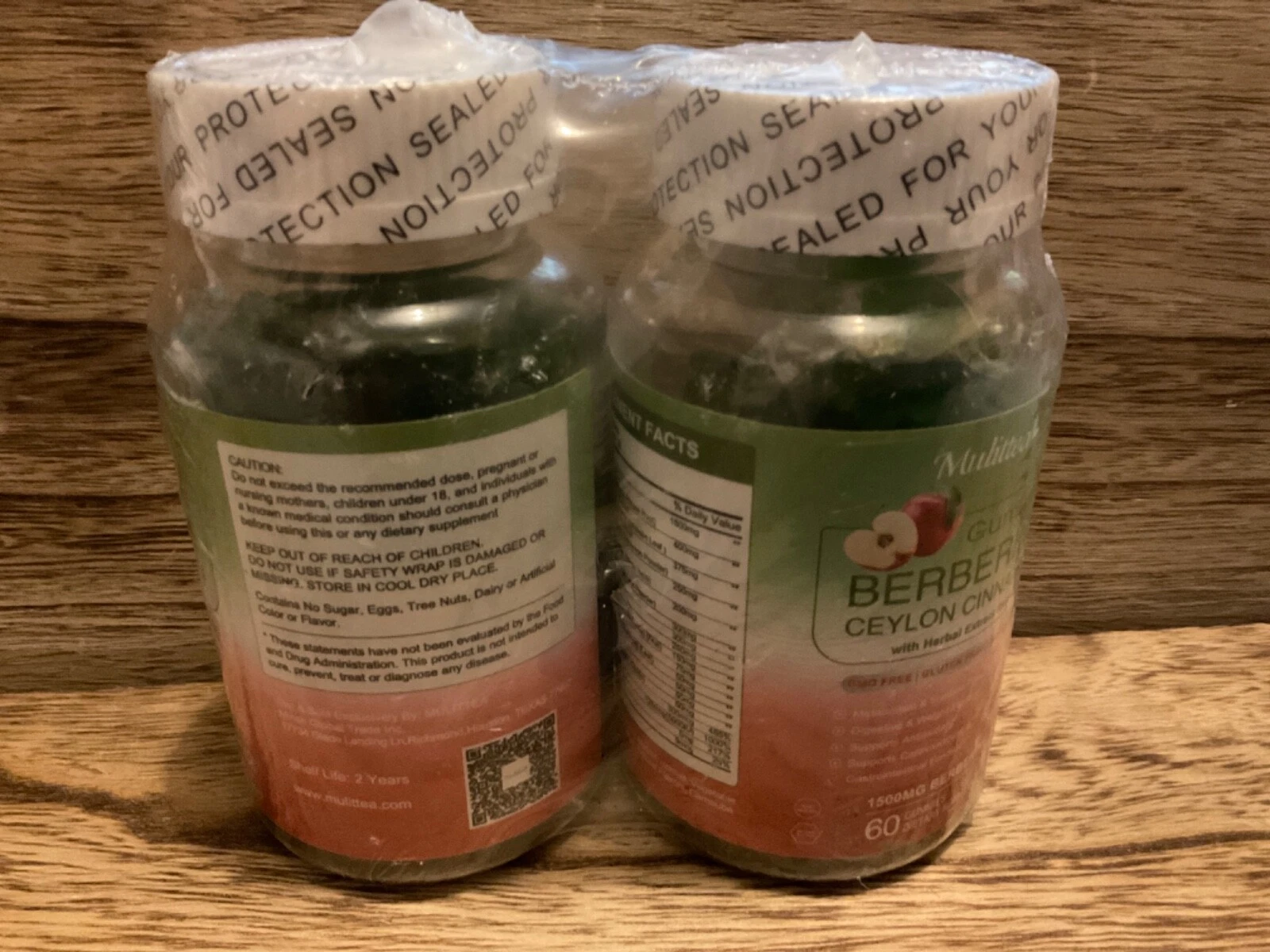 Mulittea Berberine 1500mg Plus Organic Ceylon Cinnamon - 60 Gummies [2 PACK]