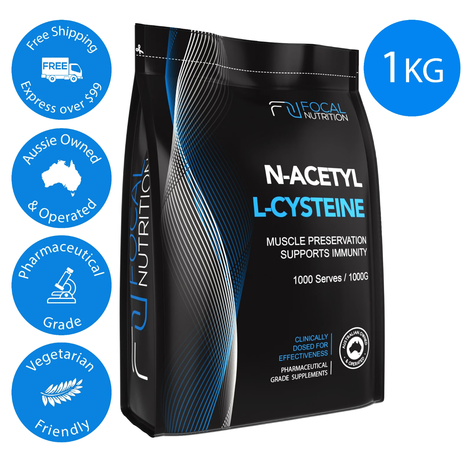FOCAL NUTRITION 100% PURE NAC N-Acetyl L-Cysteine 1KG *Pharmaceutical Grade*