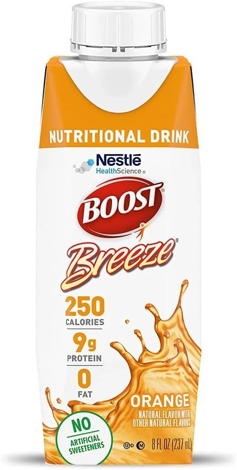 (24 Pack) BOOST Breeze Clear Nutritional Drink, Orange, Gluten Free, 8 Fl Oz