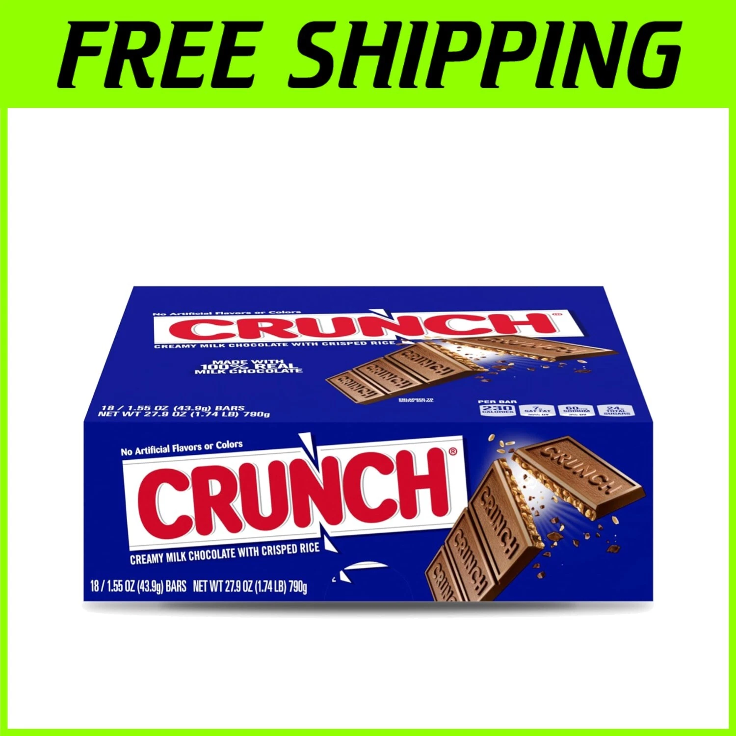 Bulk 18-Pack Milk Chocolate Crisped Rice Bars - Individually Wrapped Treats
