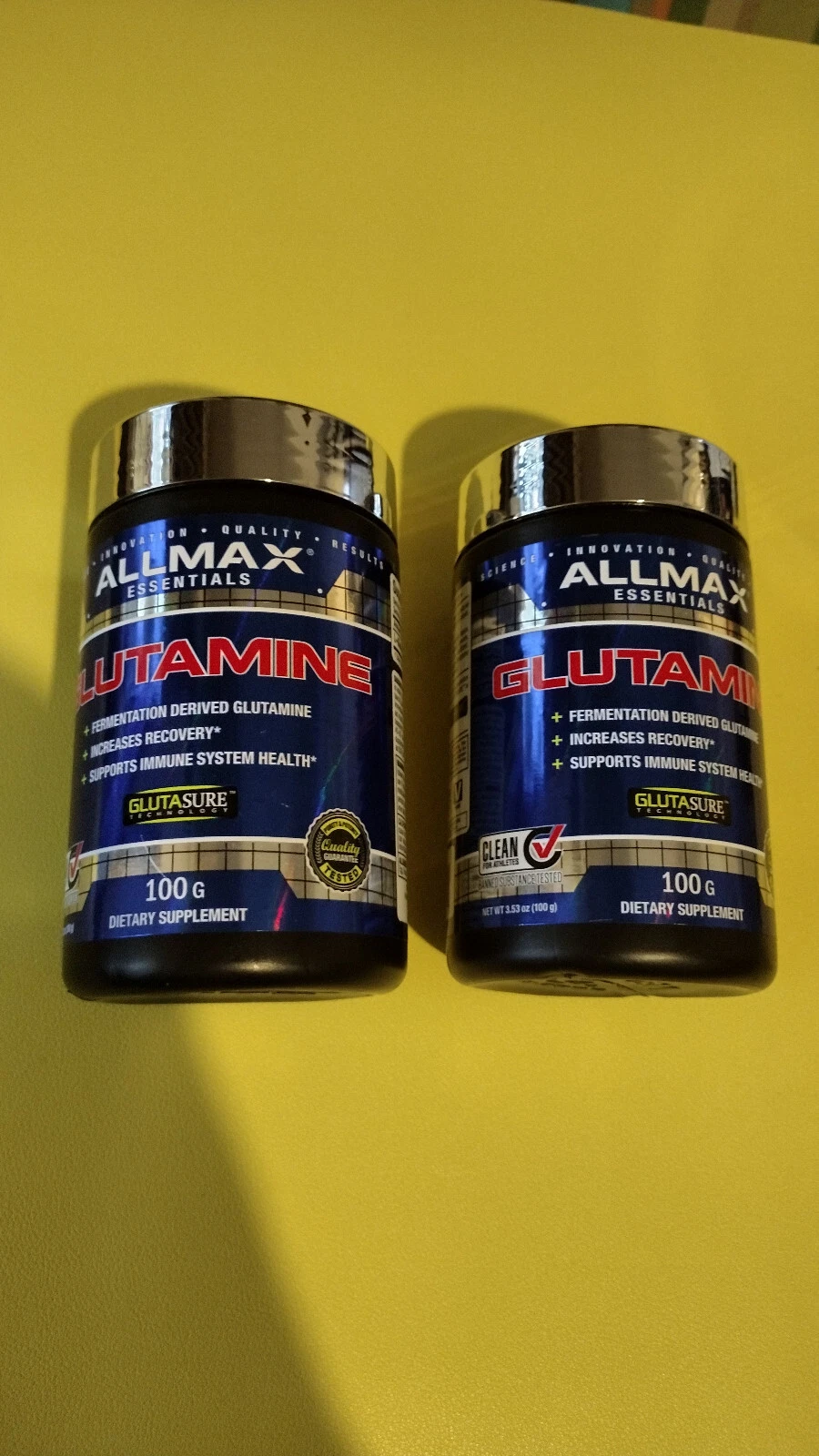 2x Allmax Essentials L-Glutamine, 3.53 oz 100 g Recovery & Immune Function
