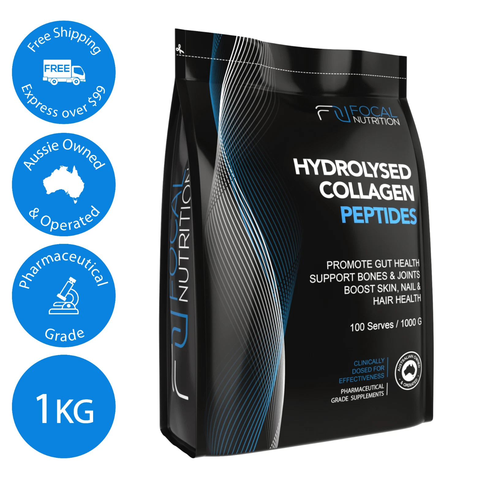 FOCAL NUTRITION 100% HYDROLYSED COLLAGEN PEPTIDES *Pharmaceutical grade* 1KG