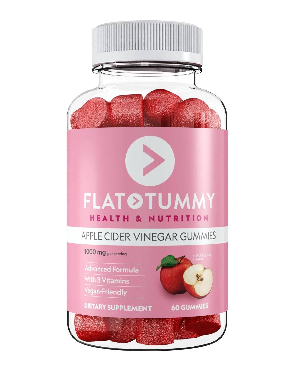 Flat Tummy Apple Cider Vinegar Gummies Detox Support Gut Health Metabolism (60)
