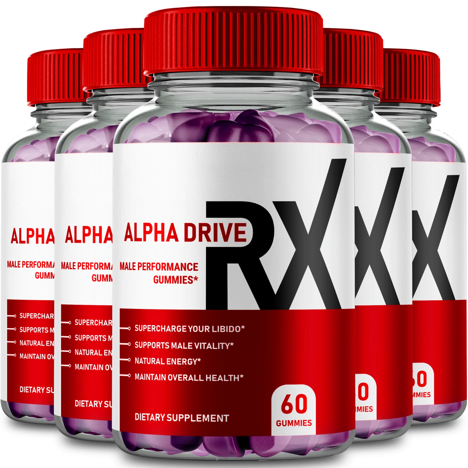 (5 Pack) Alpha Drive RX Men Gummies AlphaDriveRX Men Support Gummy (300 Gummies)