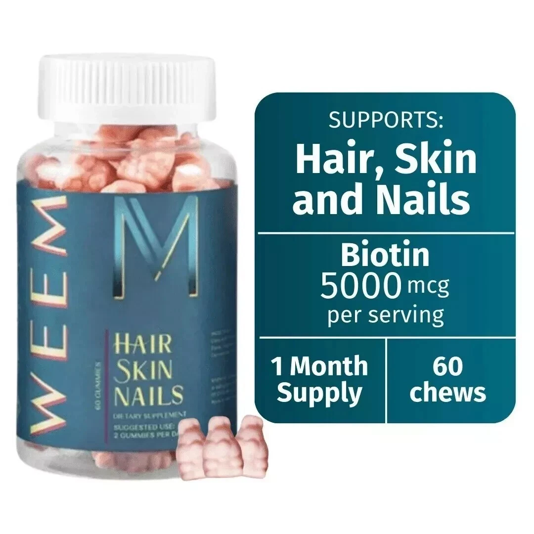 WEEM Hair Skin and Nails Gummies - Supports Healthy Hair - Vegan biotin Vitamins