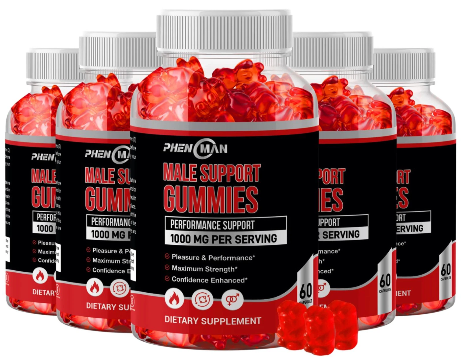 (5 Pack) Phenoman Male Gummies - Phenoman Male Enhancement Support